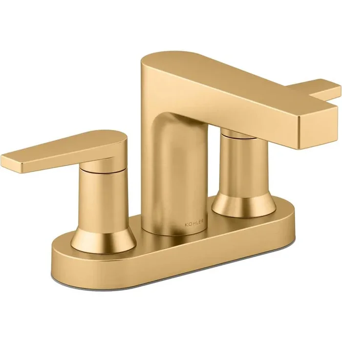 KOHLER Taut 1.2 GPM 4 in. Centerset Double Handle Bathroom Sink Faucet in Vibrant Brushed Moderne Brass
