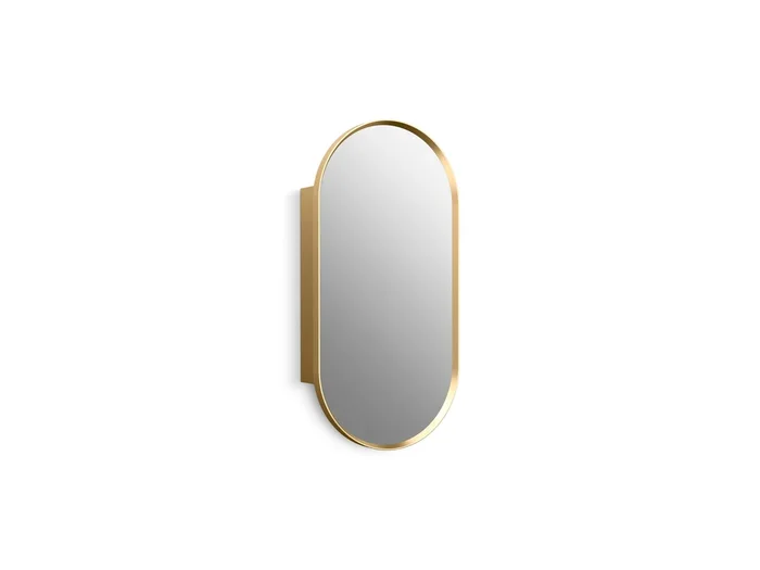 KOHLER Verdera 15-in x 30-in Surface/Recessed Mount Moderne Brushed Gold Mirrored Oval Medicine Cabinet