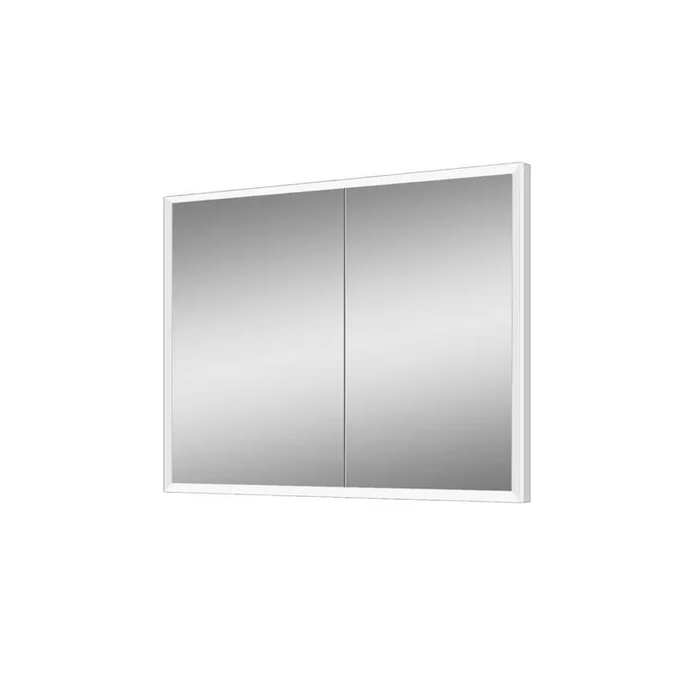 Kona 35.5 in. x 27.625 in. Lighted Impressions Frameless Recessed LED Mirror Medicine Cabinet in Aluminum