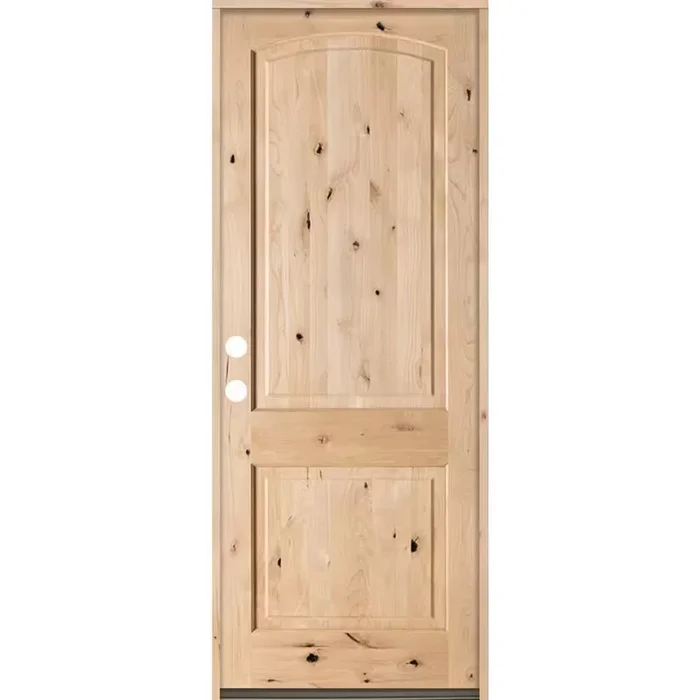 Krosswood Doors 30 in. x 96 in. Rustic Knotty Alder Top Rail Arch Right-Hand Inswing Unfinished Wood Prehung Front Door