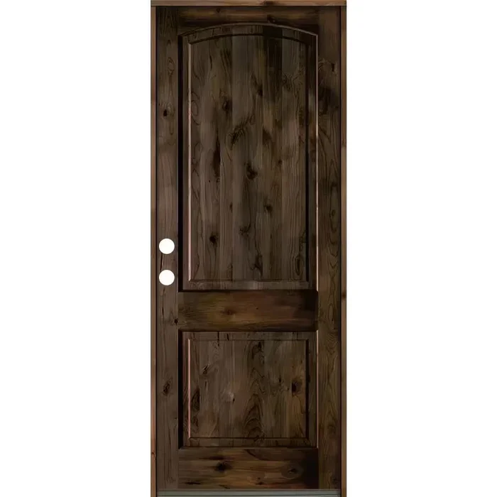 Krosswood Doors 36 in. x 96 in. Knotty Alder 2-Panel Right-Hand/Inswing Black Stain Wood Prehung Front Door