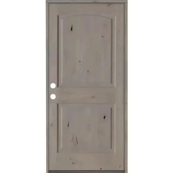 Krosswood Doors 42 in. x 80 in. Knotty Alder 2 Panel Right-Hand/Inswing Grey Stain Wood Prehung Front Door
