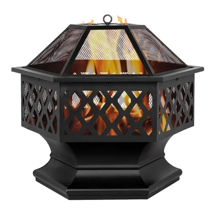 Ktaxon Outdoor Fire Pit Hex-Shaped Decoration Accent for Patio,Backyard,Poolside
