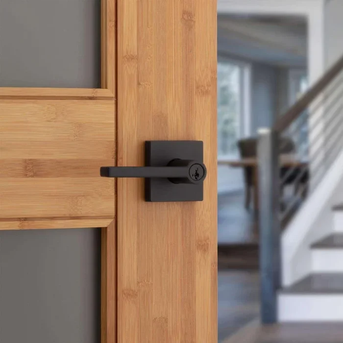 Kwikset Halifax Matte Black Keyed Entry Lever ANSI/BHMA Grade 3 2-3/4 in.