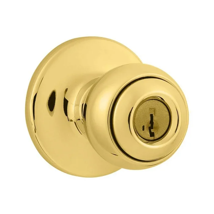 Kwikset Polo Polished Brass Entry Lockset ANSI/BHMA Grade 3 1-3/4 in.