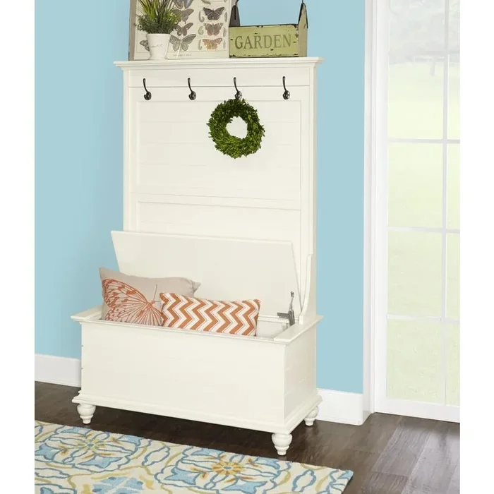 L. Powell Company hall tree White 4-Hook Coat Stand