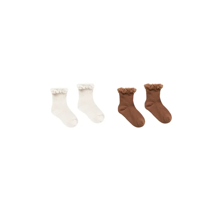 Lace Trim Socks Saddle Ivory