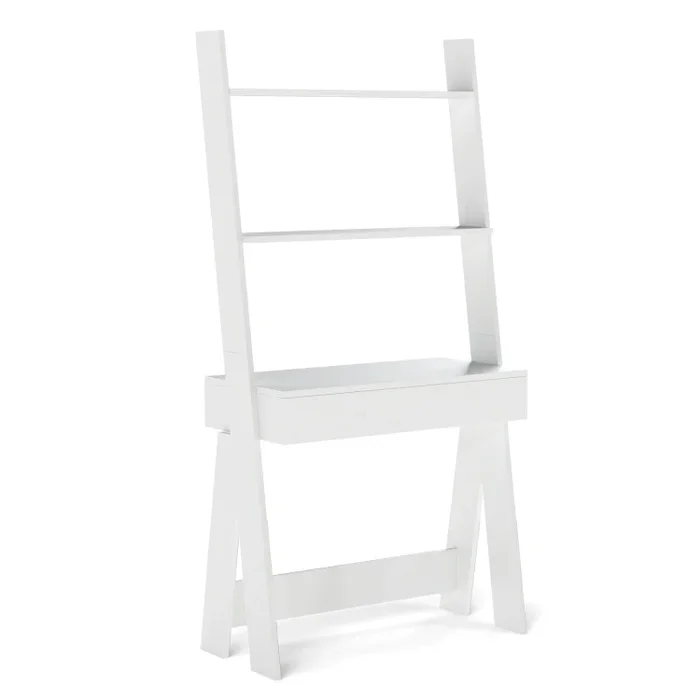 Ladder Shelf Desk with Pull-out Drawer and Anti-Toppling Device