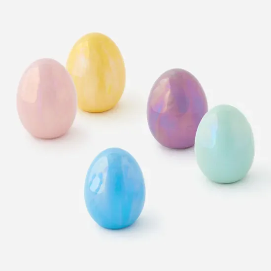 Large Iridescent Pastel Ceramic Egg