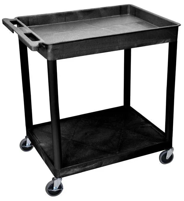 Large Top Tub and Flat Bottom Shelf Cart
