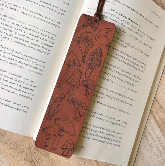 Leather Mushroom Bookmark