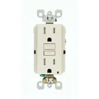 Leviton 15 Amp 125-Volt Duplex SmarTest Self-Test SmartlockPro Tamper Resistant GFCI Outlet, Light Almond