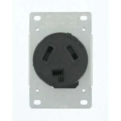 Leviton 30 Amp 125-Volt/250-Volt Shallow Single Flush Mounted Outlet, Black