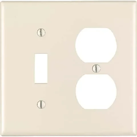 Leviton Almond 2 gang Plastic Duplex/Toggle Wall Plate 1 pk