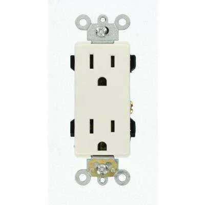 Leviton Decora Plus 15 Amp Industrial Grade Duplex Outlet, White