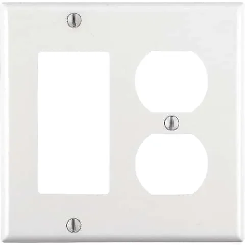 Leviton White 2 gang Thermoset Plastic Decorator/Duplex Wall Plate 1 pk