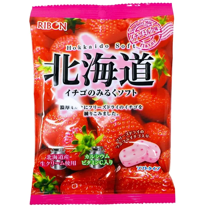 理本北海道軟糖草莓牛奶味 – Ribon Ichigo Milk Candy 66g