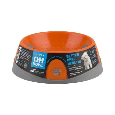 LickiMat OH Orange Plastic Small Pet Bowl For Dogs