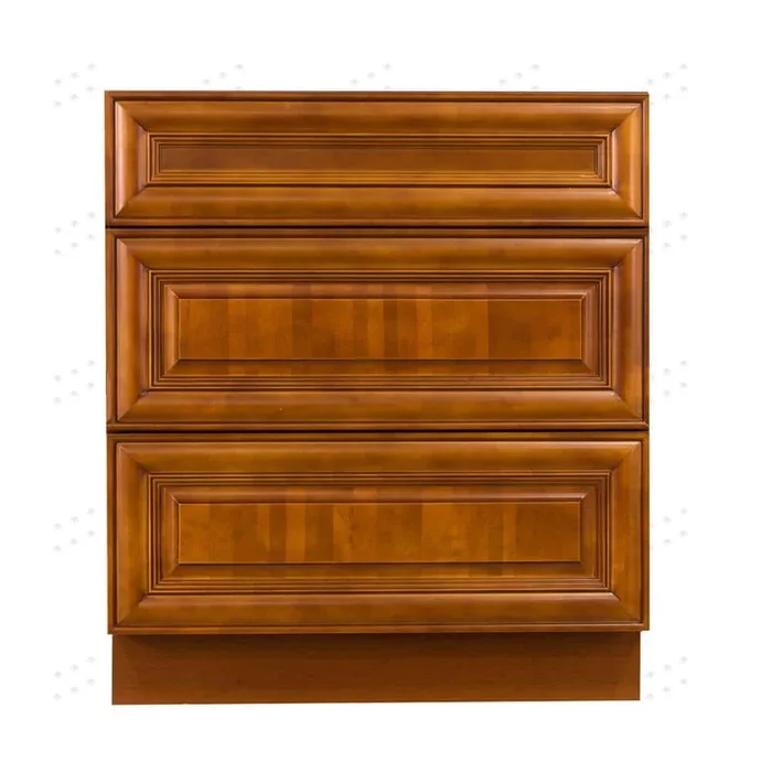 LIFEART CABINETRY Cambridge Assembled 24×34.5×24 in. Base Cabinet with 3 Drawers in Chestnut