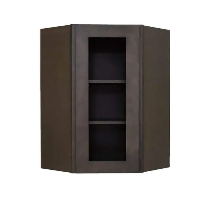 LIFEART CABINETRY Lancaster Shaker Assembled 24 in. x 36 in. x 12 in. Wall Diagonal Corner Mullion Door Cabinet in Vintage Charcoal