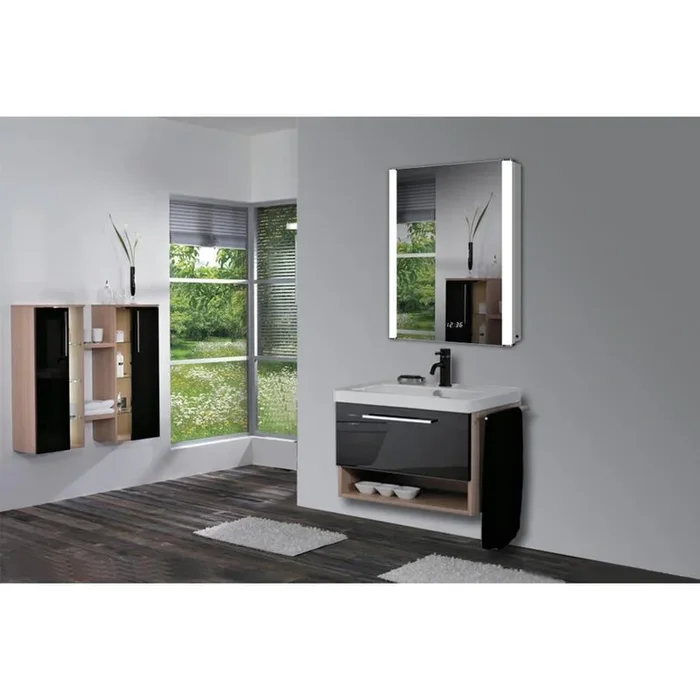 lighted IMPRESSIONS Sperry 28-in x 27.625-in Rectangle Surface Mirrored Medicine Cabinet with Outlet and Lights