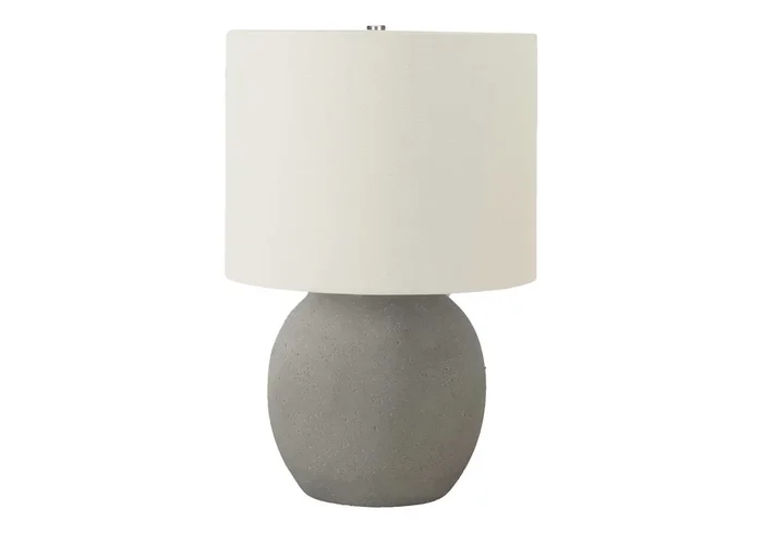 Lighting, 20″H, Table Lamp, Grey Concrete, Ivory Cream Shade, Contemporary Grey Concrete