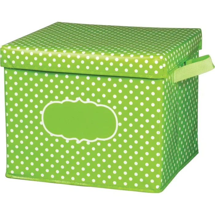 Lime Polka Dots Storage Bin W/ Lid