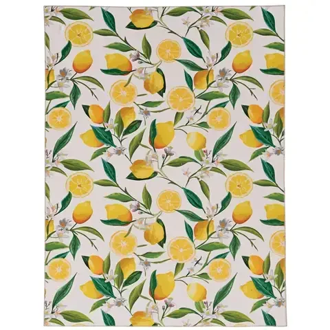 Linon Home Decor Trella 2 ft. W X 8 ft. L Yellow Lemon Branch Polyester Accent Rug