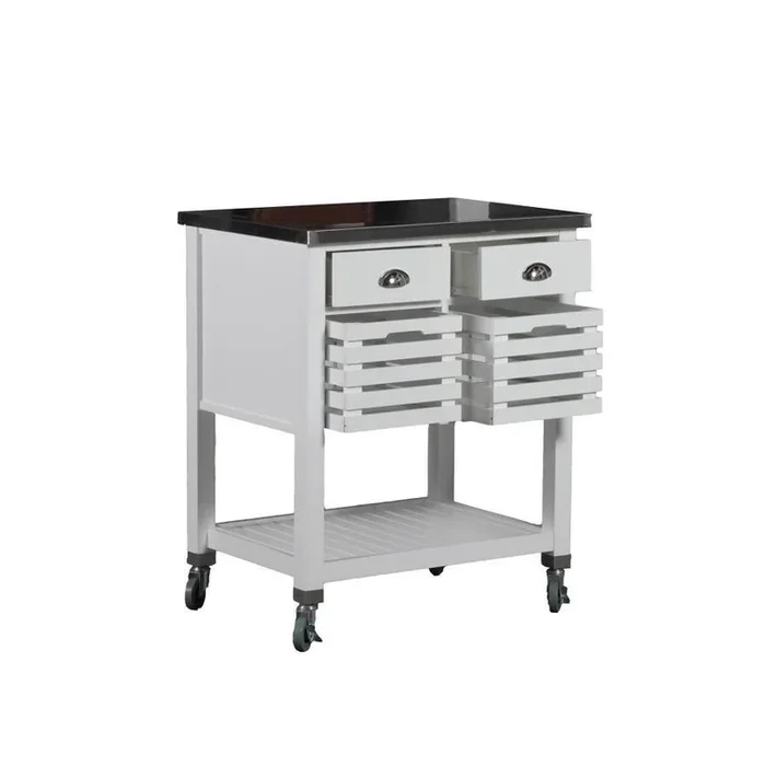 Linon White Composite Base with Stainless Steel Metal Top Kitchen Cart (22.05-in x 30-in x 36.02-in)