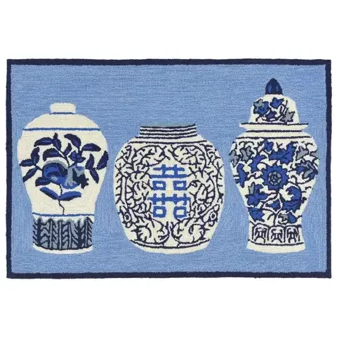 Liora Manne Frontporch 1.67 ft. W X 2.5 ft. L Blue Traditional Polyester Accent Rug