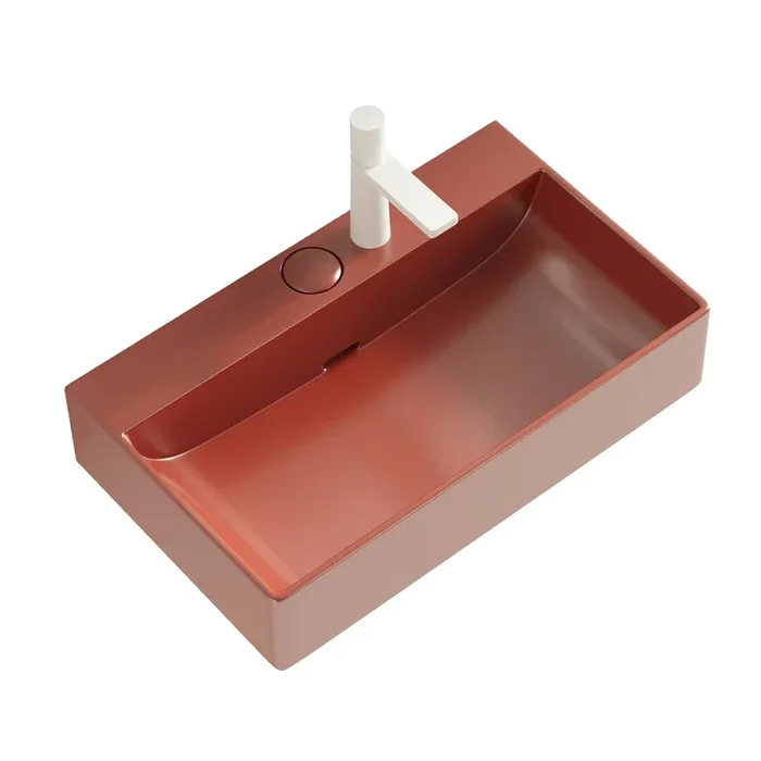 Lofi 24” Bathroom Sink Without Cabinet, Red Ceramic Basin Red Bathroom Modern,Scandinavian Ceramic