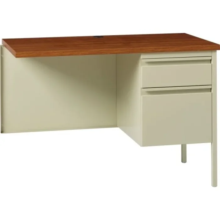 Lorell Fortress 42″W Steel Pedestal Return Computer Desk, Right, Putty/Oak