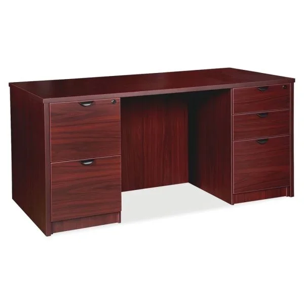 Lorell Prominence 2.0 60″W Double-Pedestal Computer Desk, Mahogany