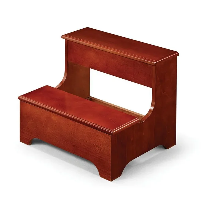 Lower Lift Top Storage Warm Brown Wood Step Stool