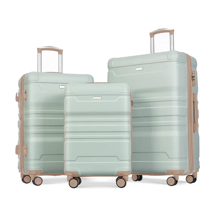 Luggage Sets Model Expandable Abs Hardshell 3Pcs Clearance Luggage Hardside Lightweight Durable Suitcase Sets Spinner Wheels Suitcase With Tsa Lock 20”24”28” Grey Green Green Abs