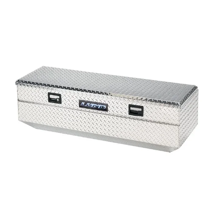 Lund 48 in Diamond Plate Aluminum Flush Mount Full Size Chest Truck Tool Box with mounting hardware and keys included, Silver