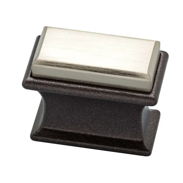 Luxe Square 1-2/5 in. (36 mm) Dual Tone Cocoa Bronze and Satin Nickel Cabinet Knob