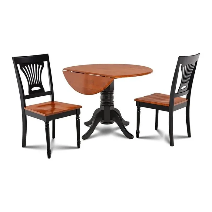 M&D Furniture Burlington Black/Cherry Dining Set with Round Dining Table