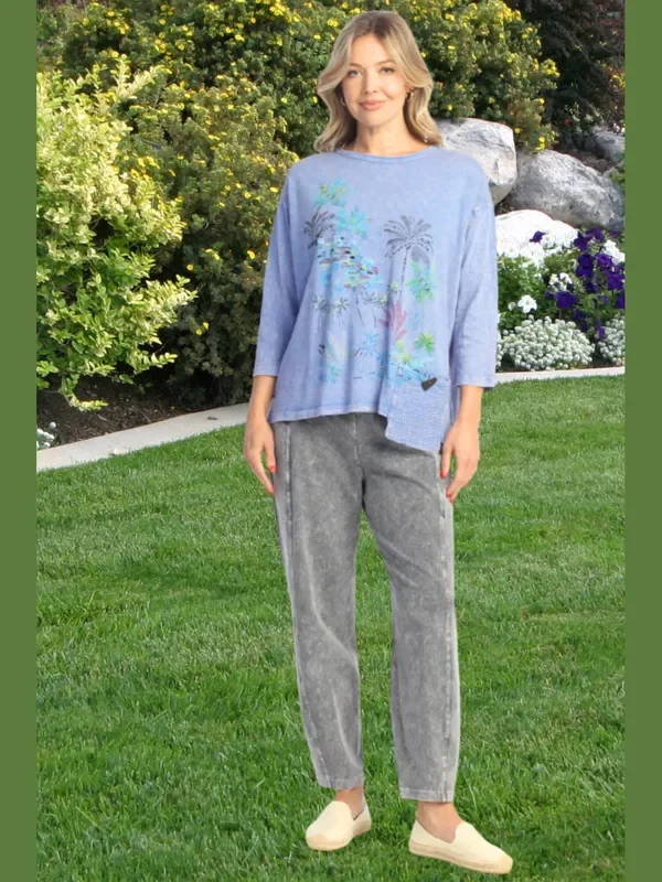 M118-2000 Caribe Pac Mineral Wash 100% Cotton 3/4 Sleeve With Double Gauze Pocket.