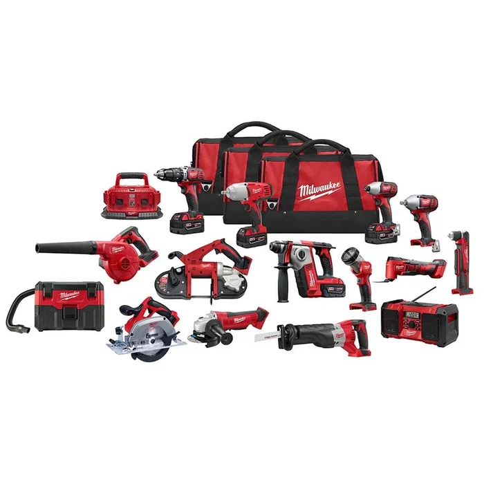 M18 18-Volt Lithium-Ion Cordless Combo Tool Kit (15-Tool) with Four 3.0 Ah Batteries, (1) Charger, (3) Tool Bag