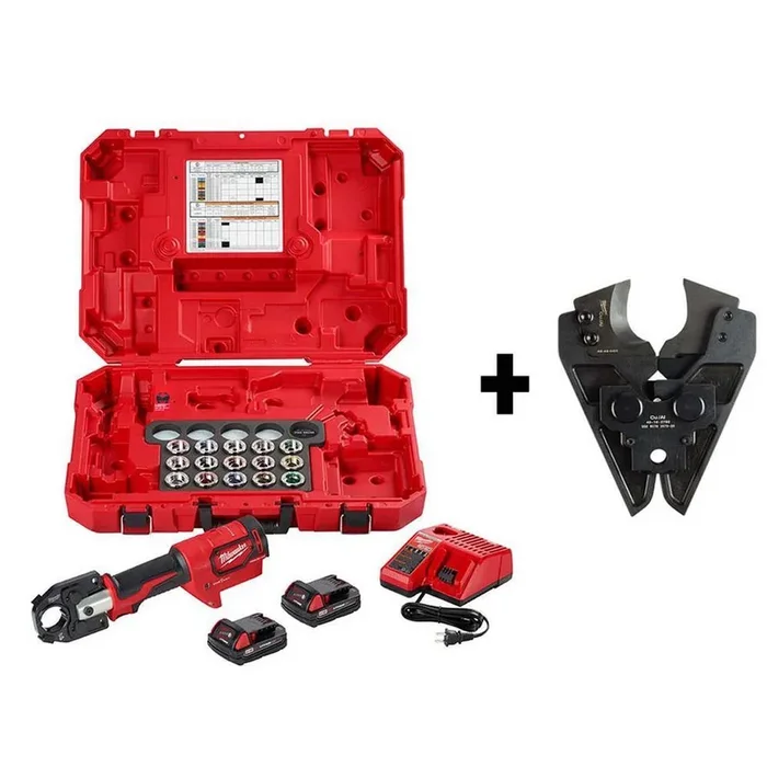 M18 18-Volt Lithium-Ion Cordless FORCE LOGIC 600 MCM Crimper Kit with 750 MCM Cu/1000 MCM Al Cable Cutting Jaw