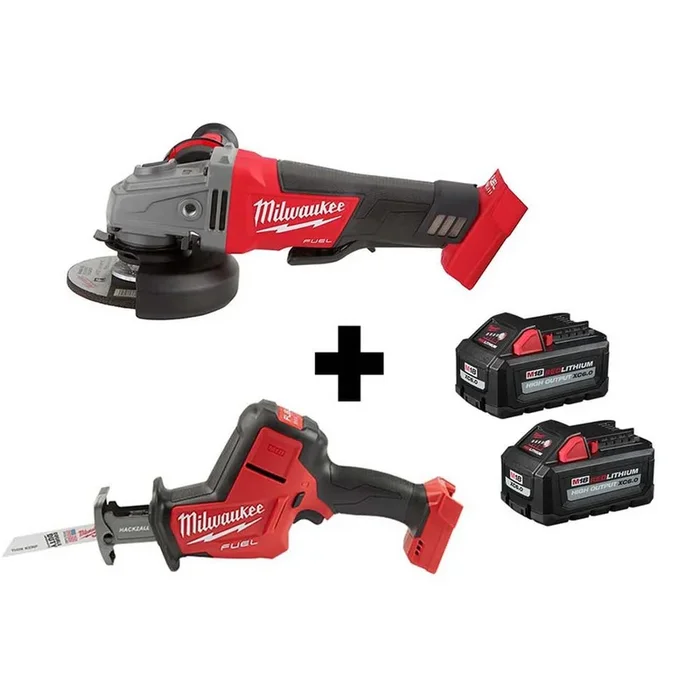 M18 FUEL 18-Volt 4-1/2 in./5 in. Brushless Cordless Grinder w/ Paddle Switch & M18 FUEL Hackzall w/ Two 6.0Ah Batteries