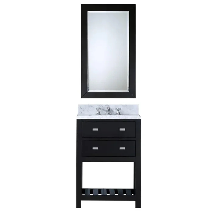 Madalyn 24″ Espresso Single Sink Vanity With Matching Framed Mirror And Faucet