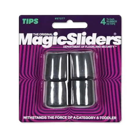 Magic Sliders Rubber Leg Tip Black Round 7/8 in. W 4 pk