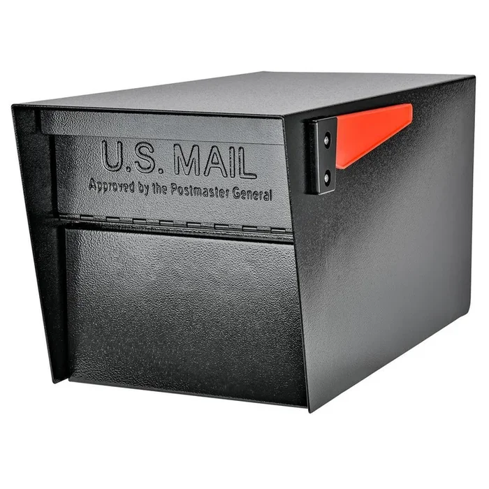 Mail Manager Street Safe Black Post-Mount Mailbox with High Security Reinforced Rear Locking System