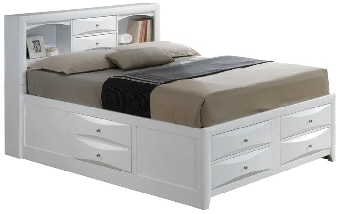 Marilla G1570G Qsb3 Queen Storage Bedwhite White Particle Board