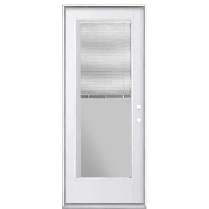 Masonite VistaGrande 32 in. x 80 in. Left Hand Inswing Full Lite Mini Blind Primed Smooth Fiberglass Prehung Exterior Door