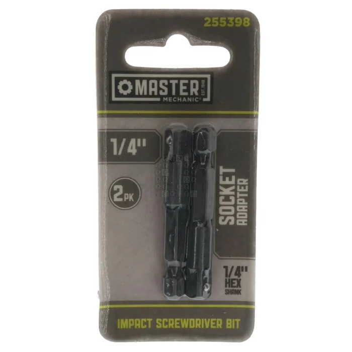 Master Mechanic 255398 1/4″ Hex to 1/4″ Square Socket Impact Adapter, 2-Pack