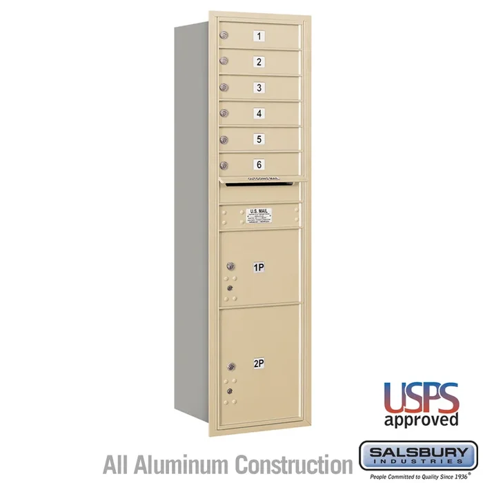 Maximum Height Recessed Mounted Mailbox with 6 Compartments and 2 Parcel Lockers