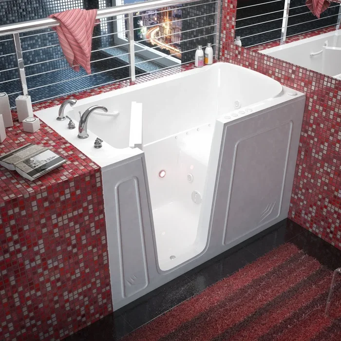 MediTub 3260LWD Walk-In 32 x 60 Left Drain White Whirlpool & Air Jetted Walk-In Bathtub